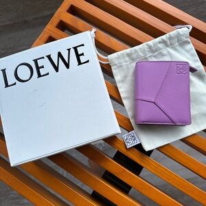Loewe Purple Leather Puzzle Wallet NEW